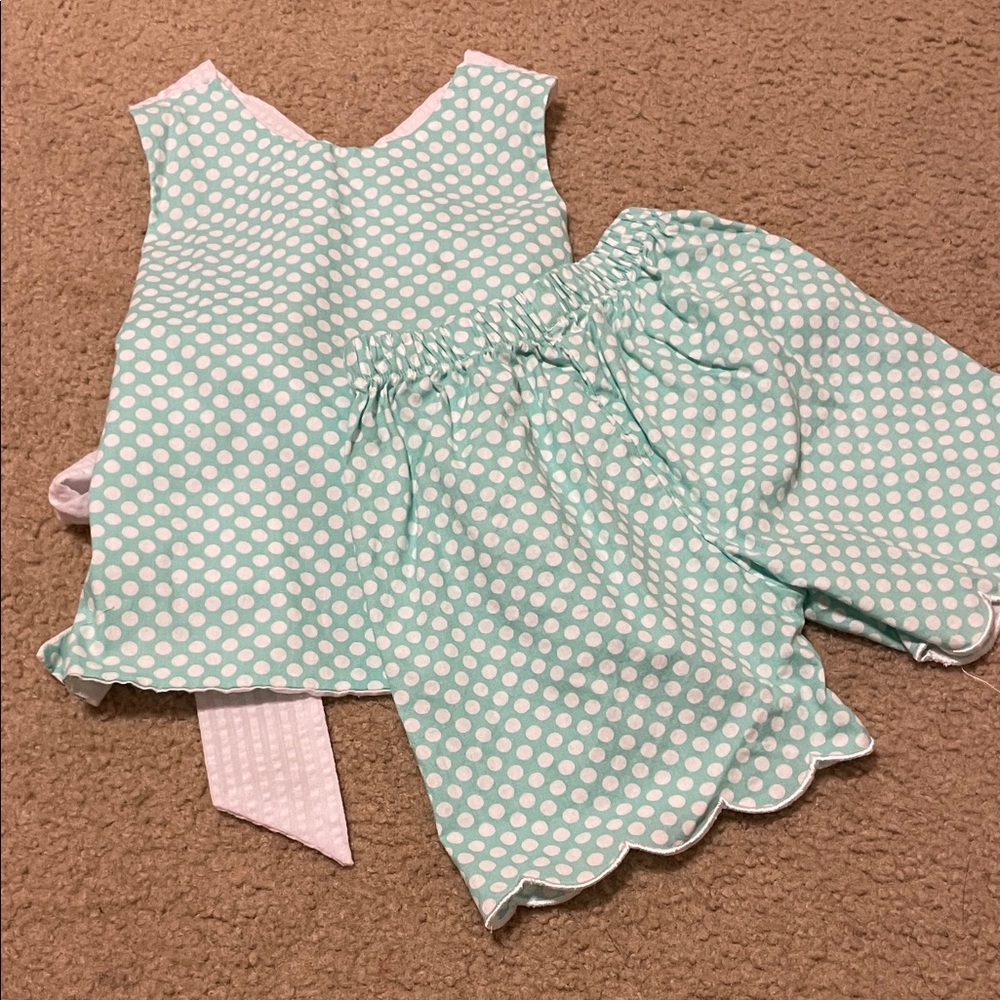 Polka Dot Kids Matching Set - Green and White